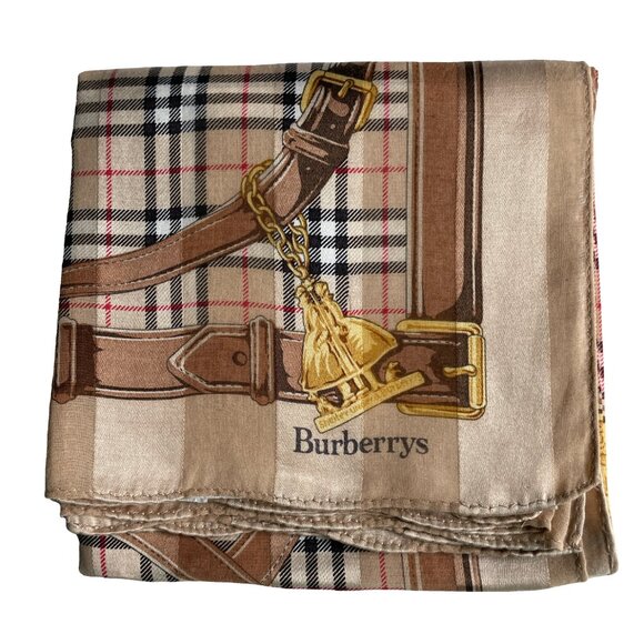 Vintage Burberrys Scarf – Equestrian Shelter Under Burberrys Print - Picture 1 of 11